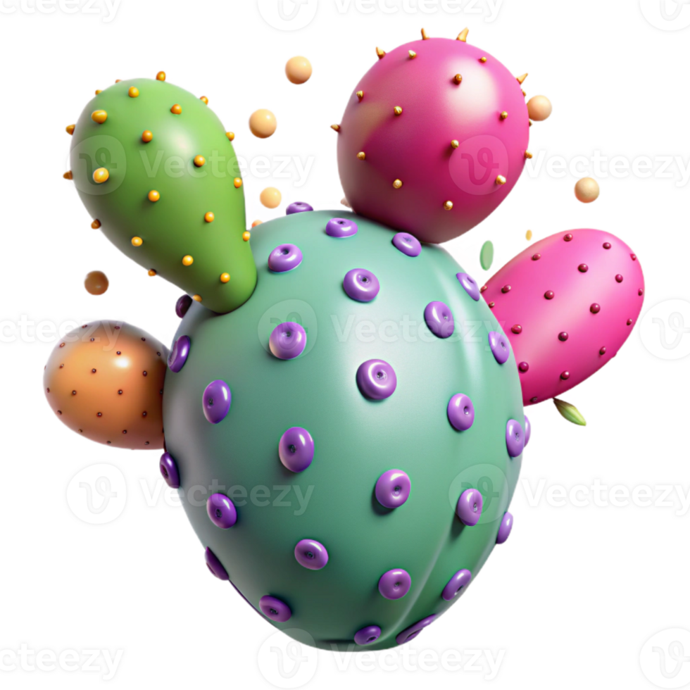 vibrant modern Mexican Cactus Prickly Pear Fruit Isolated Transparent Background detailed png