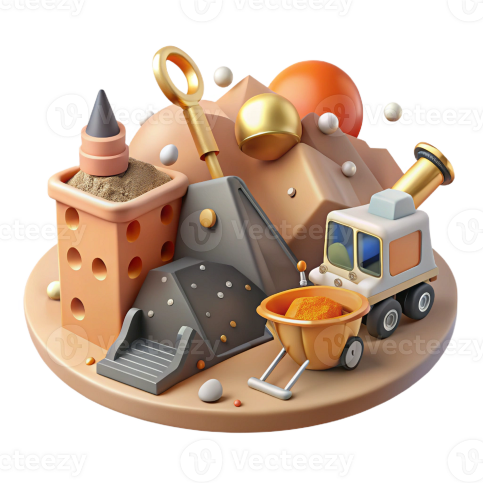 vibrant modern Mining Equipment Habitat Alteration Isolated Element Realistic Illustration high resolution png