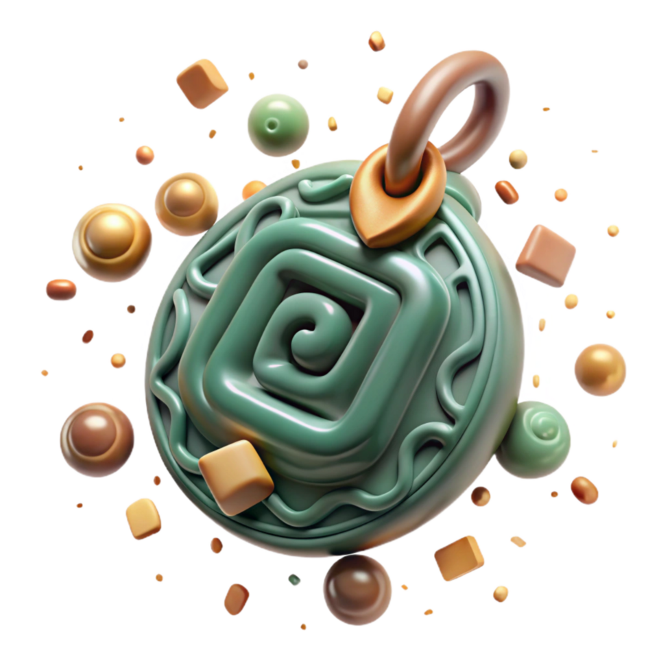 beautiful classic Mayan Jade Pendant Carved Design Isolated exclusive png
