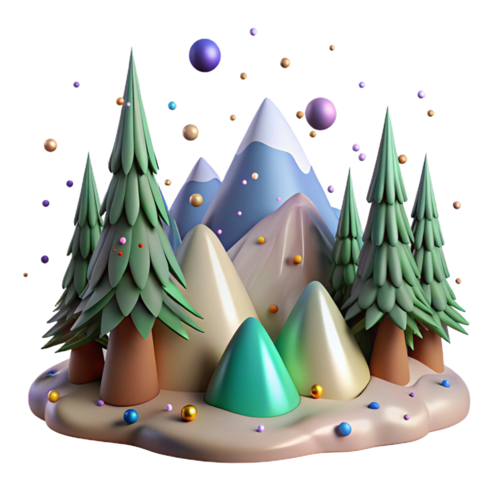 stunning minimalist Pine Trees and Mountain Ridge Transparent Background authentic png