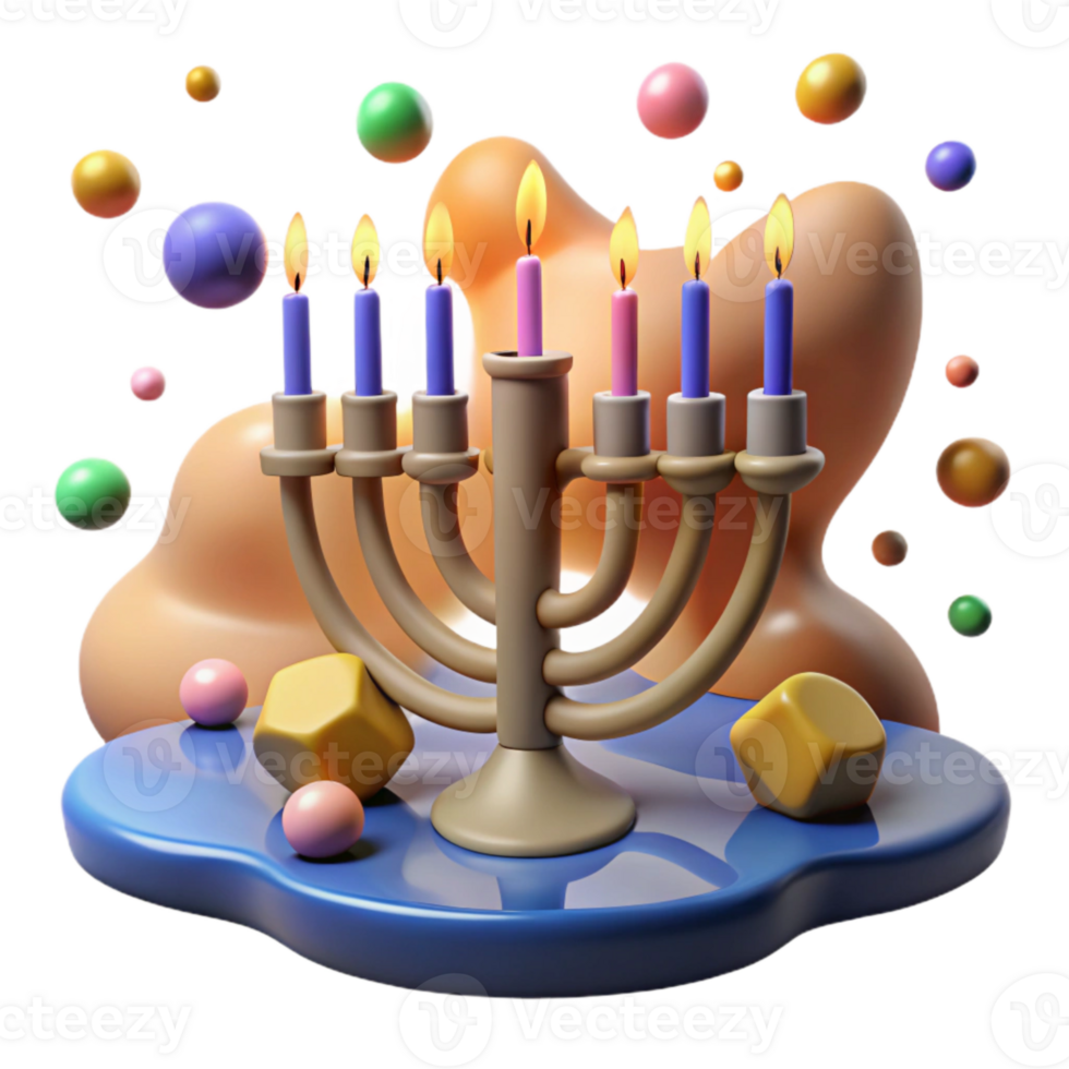 dramatic vintage Hanukkah Menorah with Candles Isolated Element genuine png