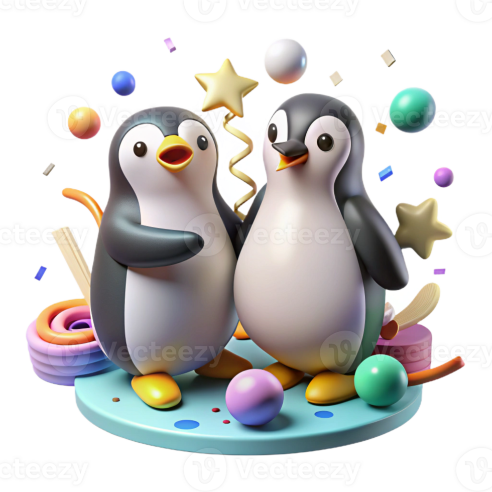 dramatic minimalist Penguins Grooming Isolated Image png