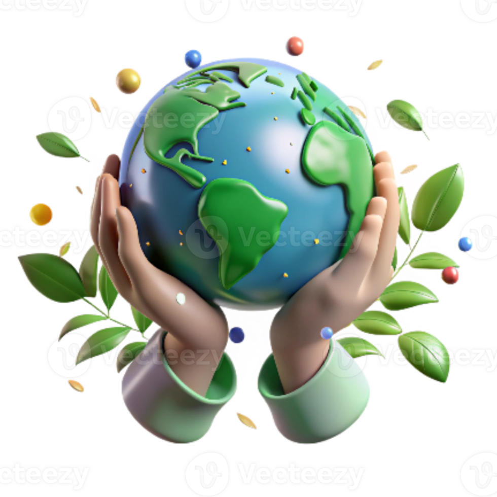wonderful traditional Hands Holding Globe with Green Leaves Cutout authentic png