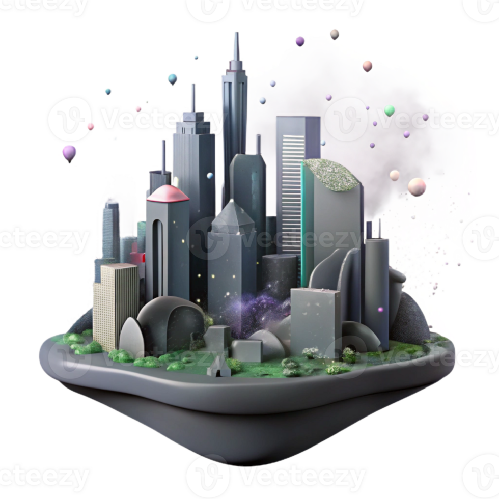 elegant abstract Polluted City Skyline Silhouette Cutout premium png