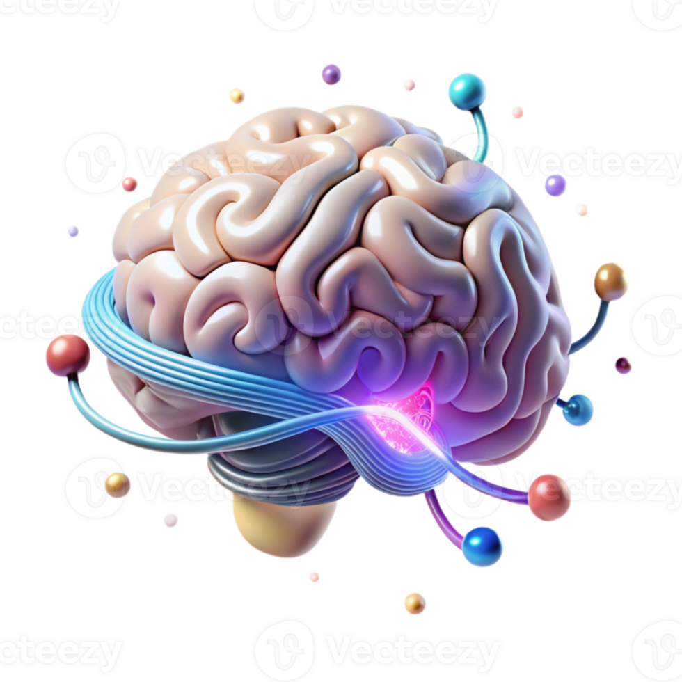 serene creative Glowing Brain with Electrical Impulses Transparent high resolution png