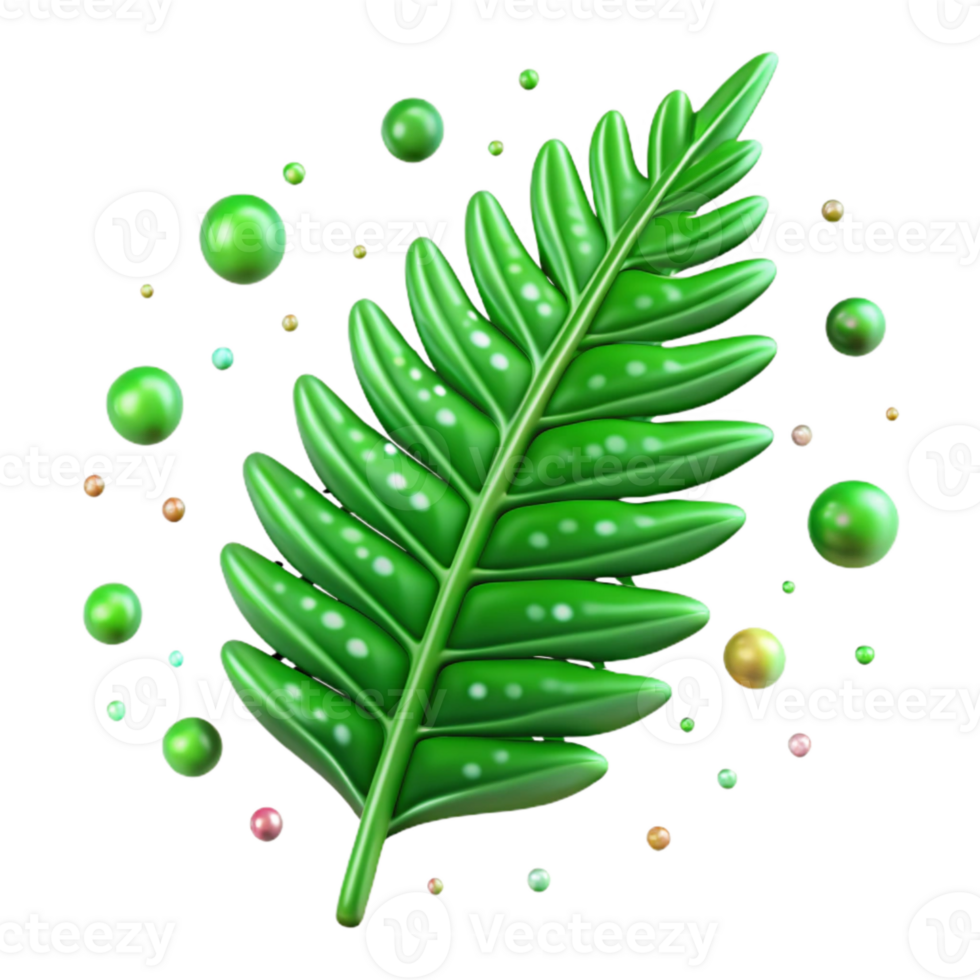 vibrant artistic Green Fern Leaf Detailed Texture Transparent premium png