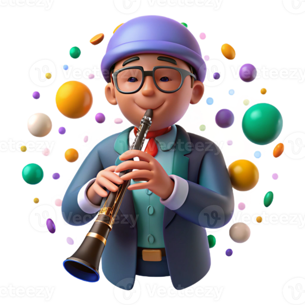 beautiful abstract Klezmer Musician Clarinet Close Up Isolated with Dark Background high resolution png