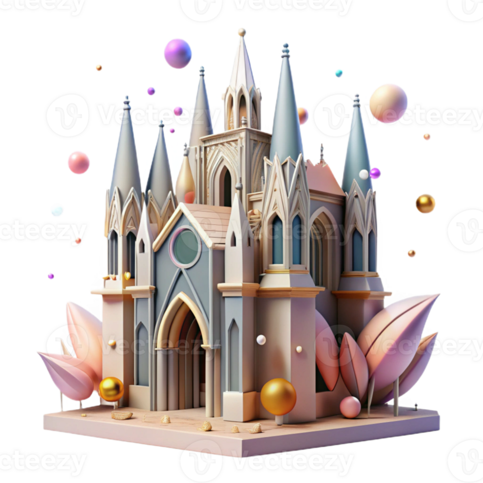 elegant classic Gothic Cathedral Isolated with Pointed Arches exclusive png