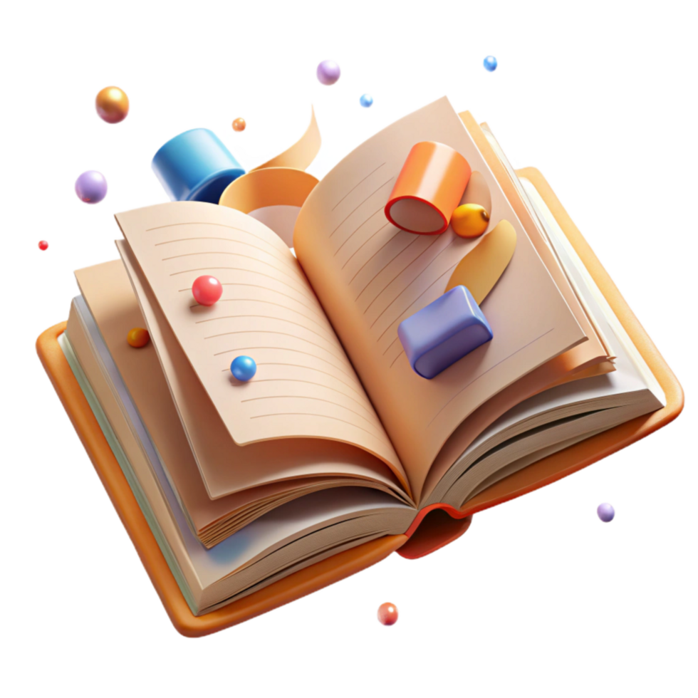 elegant modern Old Book Open with Blank Pages Transparent Background detailed png