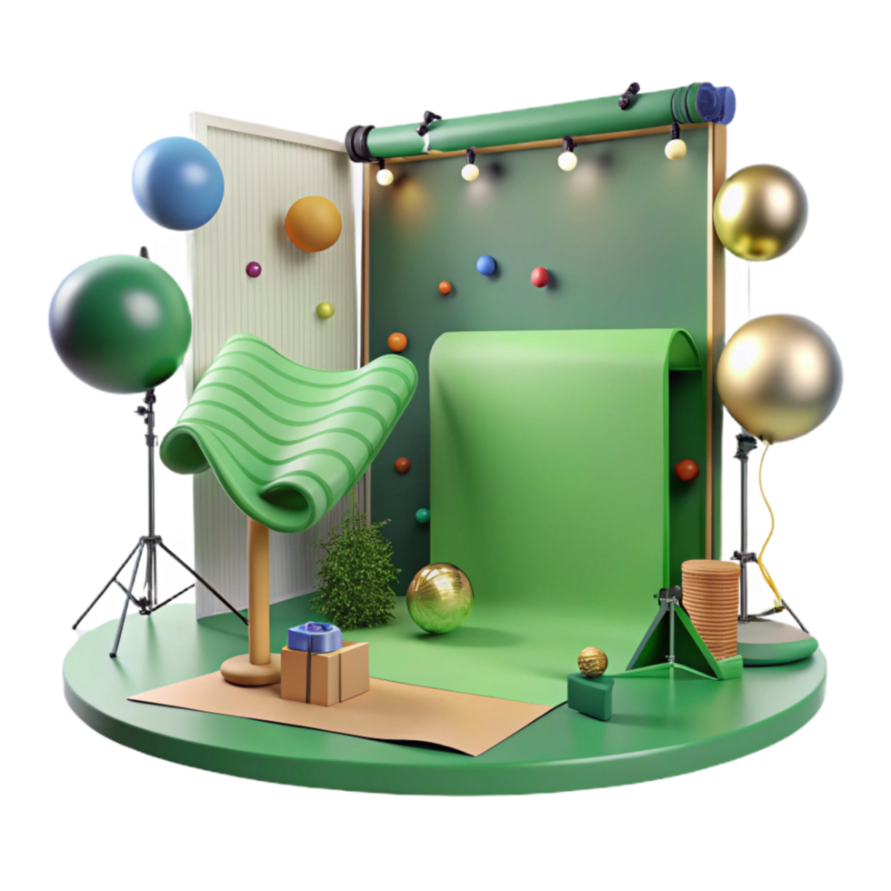 beautiful vintage Green Screen Studio Setup Isolated Element professional png
