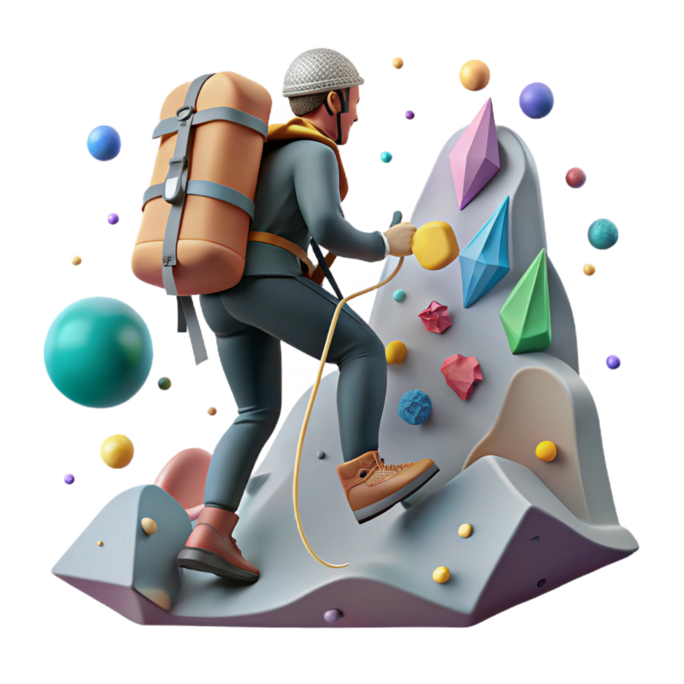 stunning abstract Person Climbing Mountain with Backpack Silhouette Cutout original png