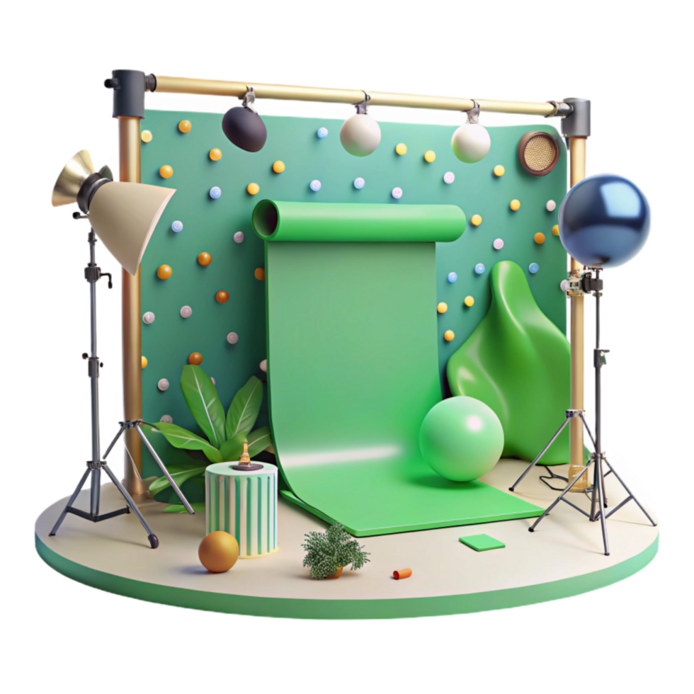 beautiful abstract Green Screen Studio Setup Isolated Element exclusive png