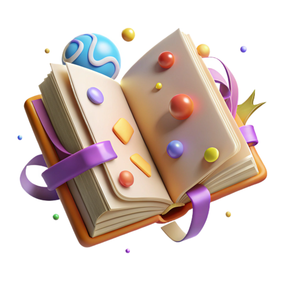 beautiful artistic Old Book Open with Blank Pages Transparent Background detailed png