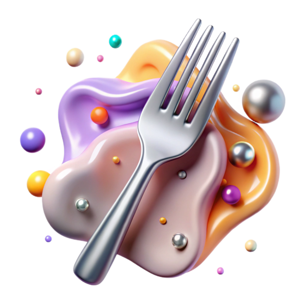 serene minimalist Modern Fork Stainless Steel Isolated original png