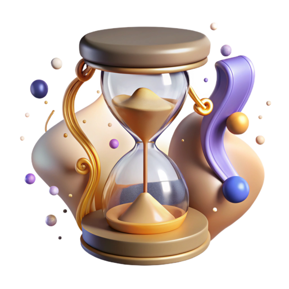 impressive minimalist Hourglass with Sand Flowing Slowly Isolated Element png