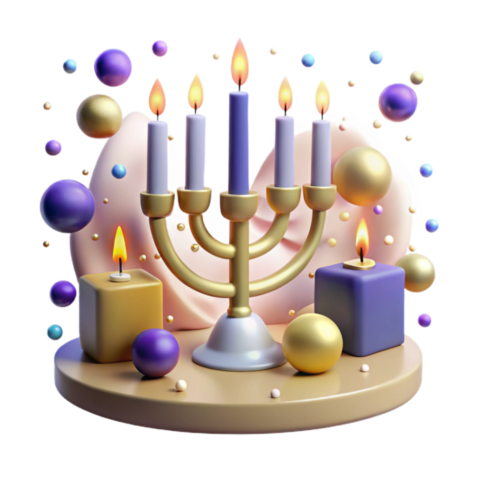 magnificent rustic Hanukkah Menorah with Candles Isolated Element exclusive png