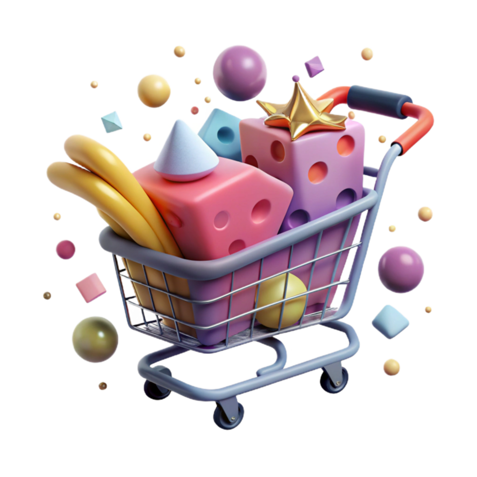 elegant classic Online Shopping Cart with Products Cutout Element authentic png