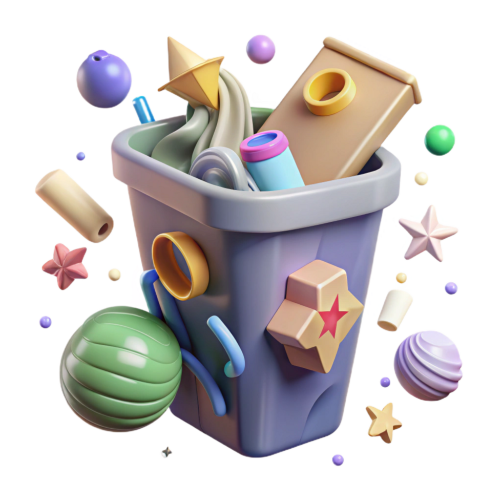 impressive rustic Recycle Bin with Paper and Cardboard Cutout premium png