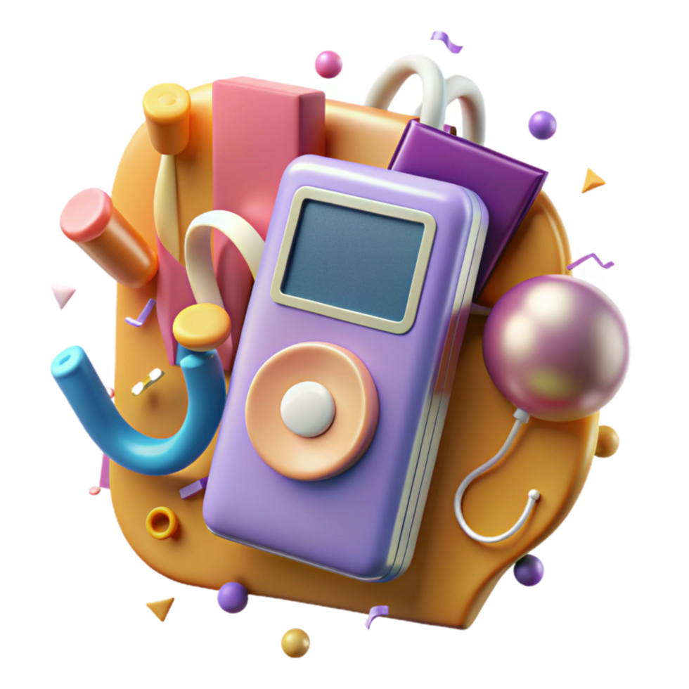beautiful classic Mp3 Player Digital Display Cutout Isolated authentic png