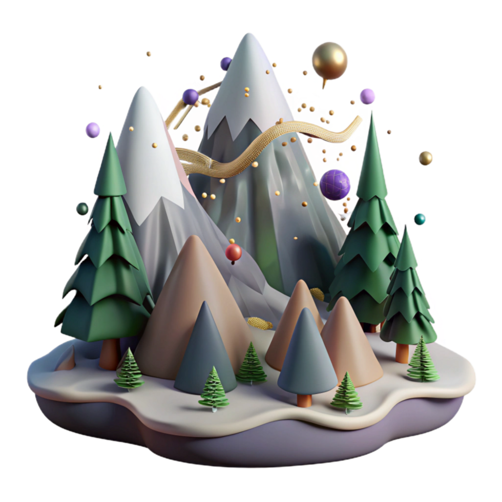 stunning abstract Mountain with Pine Trees with Transparent Background png
