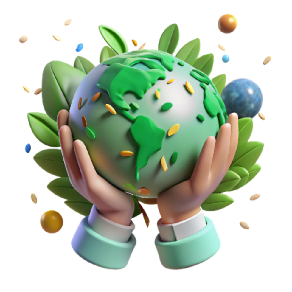 impressive classic Hands Holding Globe with Green Leaves Cutout authentic png