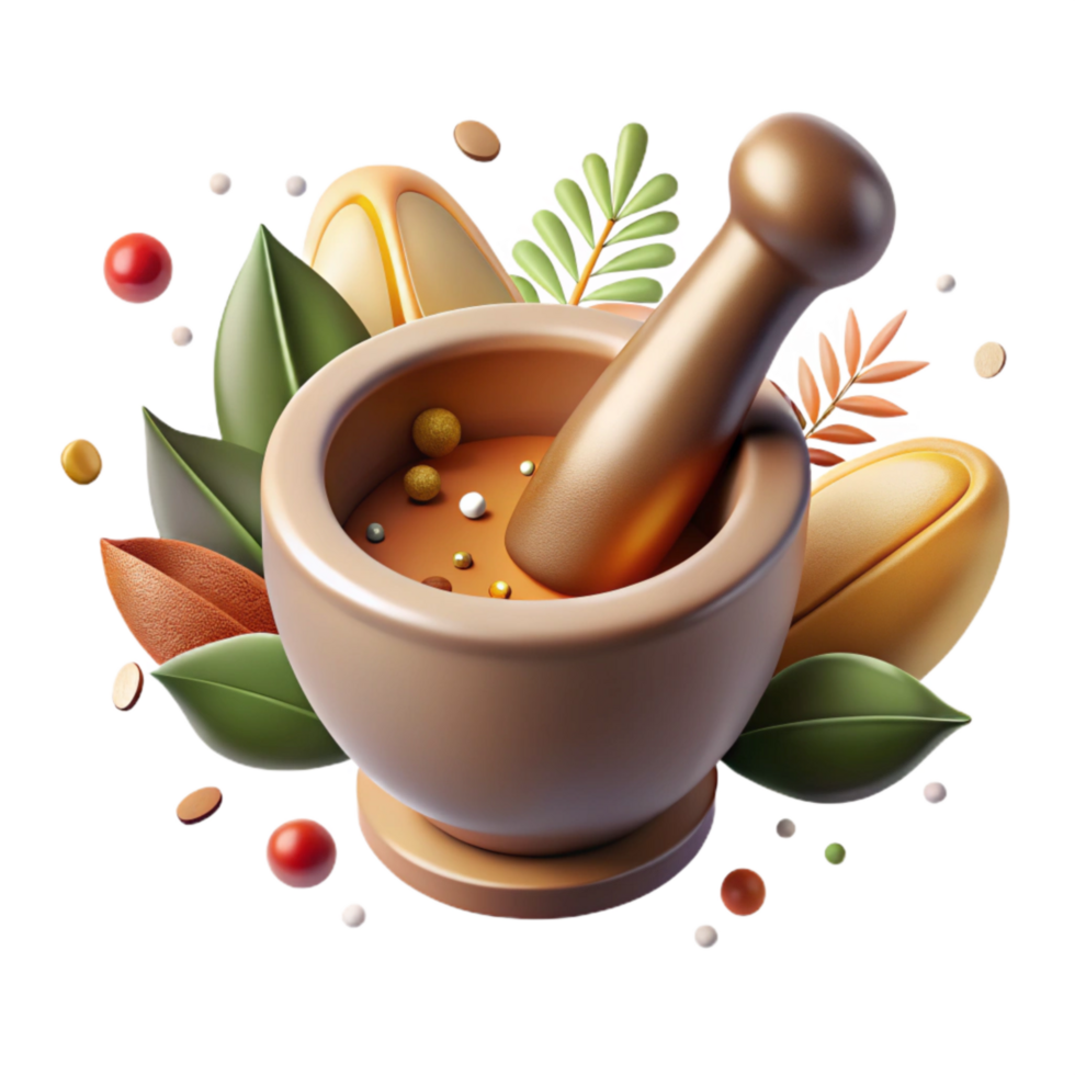extraordinary vintage Mortar and Pestle with Spices Transparent Background professional png