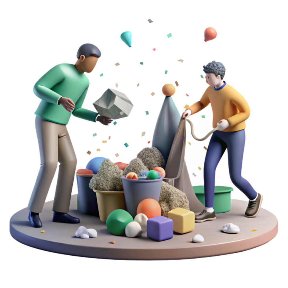 magnificent artistic People Picking Up Litter in Park Transparent Background professional png