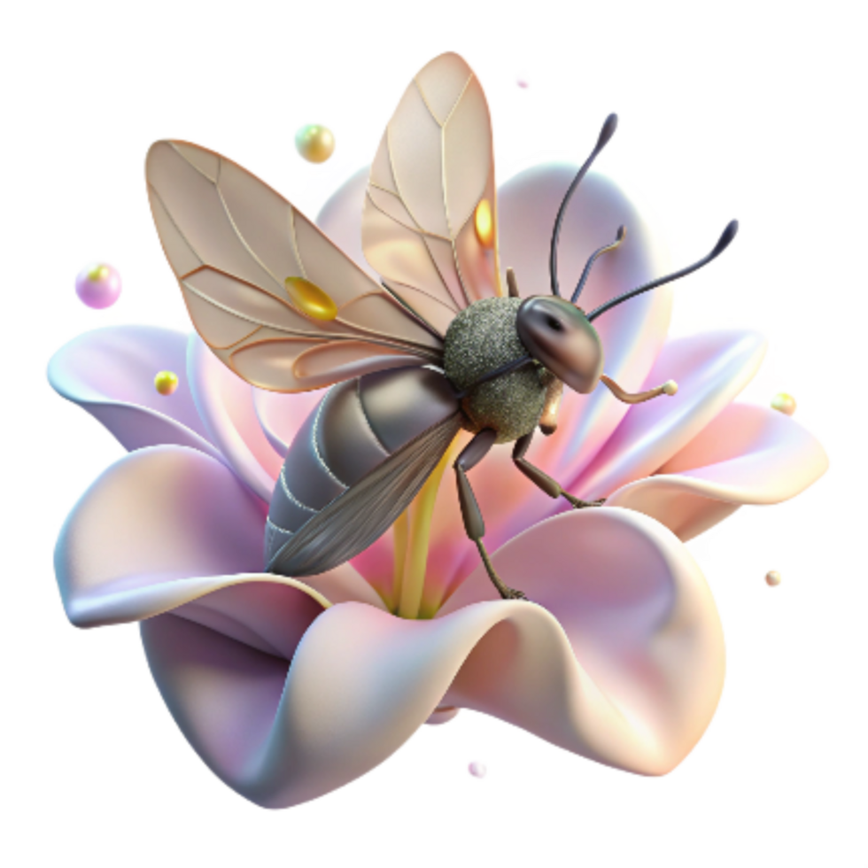 dramatic classic Insect on Flower Petal Transparent Background high quality png
