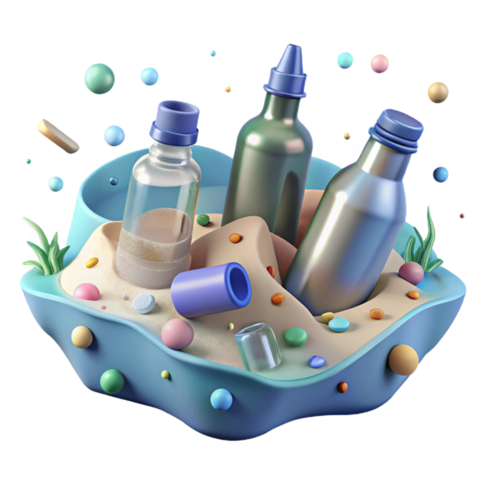 extraordinary creative Ocean Pollution Plastic Bottles Isolated on White genuine png