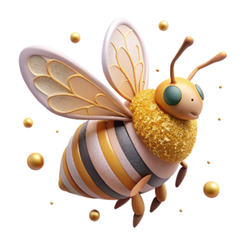 serene modern Honeybee with Pollen Basket Side View Cutout authentic png