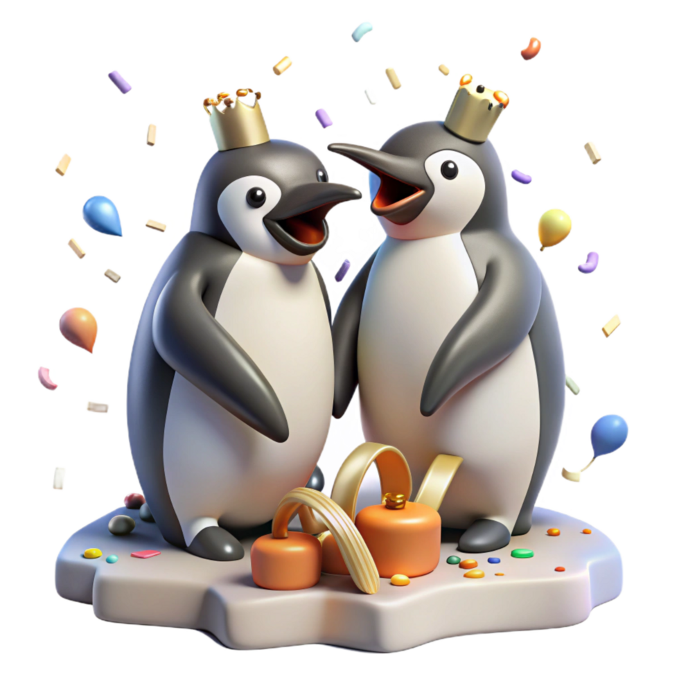 impressive minimalist Penguins Grooming Isolated Image detailed png