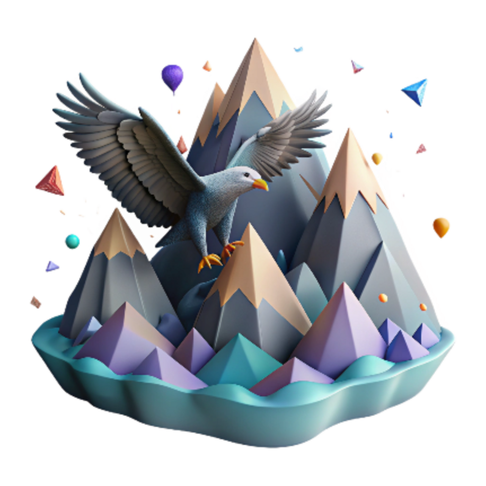elegant classic Mountain Range with Soaring Eagle Cutout exclusive png