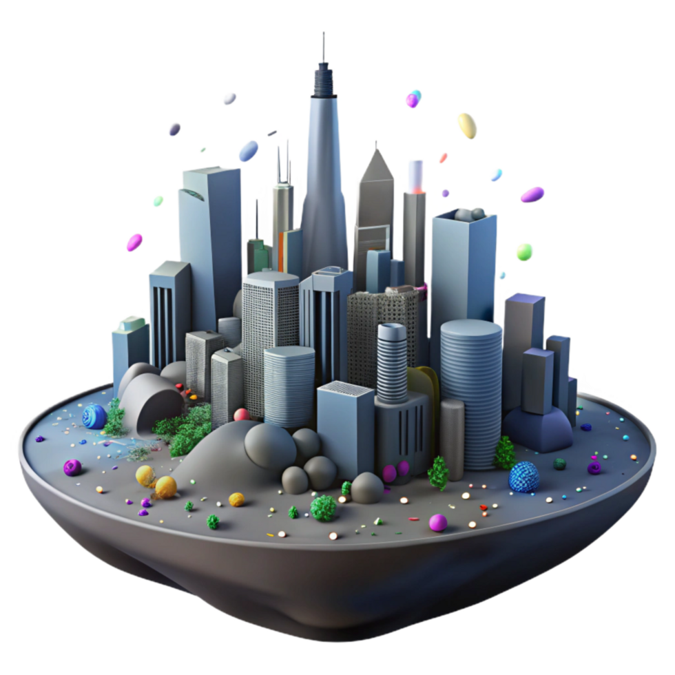 wonderful vintage Polluted City Skyline Dark Tone Transparent Element authentic png