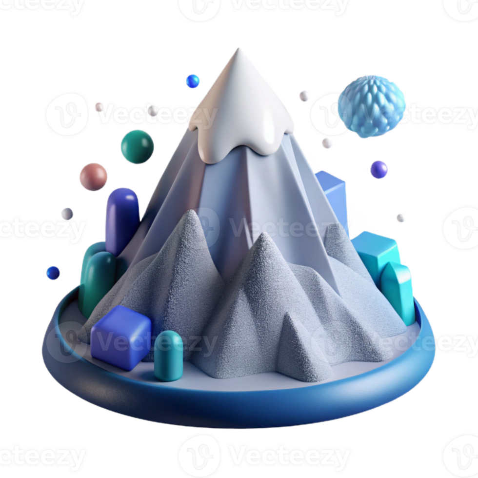 serene modern Mountain with Snow Covered Peak with Transparent Background and Blue Hues authentic png