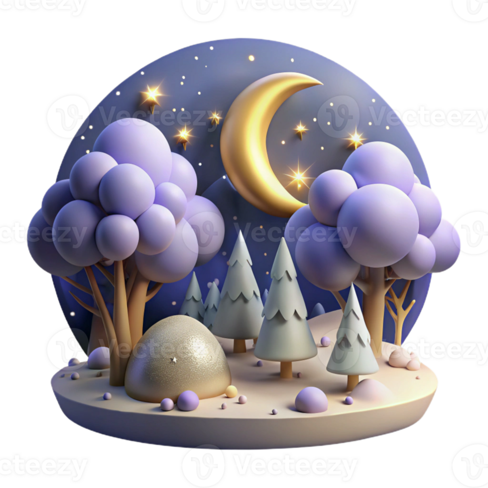 magnificent vintage Moonlight Shining Through Trees Isolated authentic png