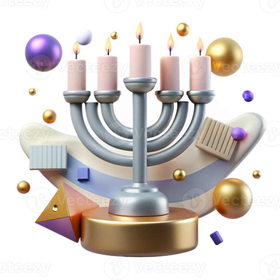 stunning classic Hanukkah Menorah Cutout Silver Isolated genuine png