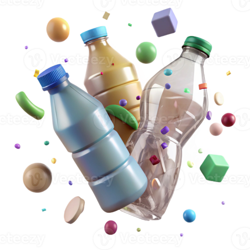 stunning creative Recycled Plastic Bottles Crushed for Recycling Transparent Background professional png