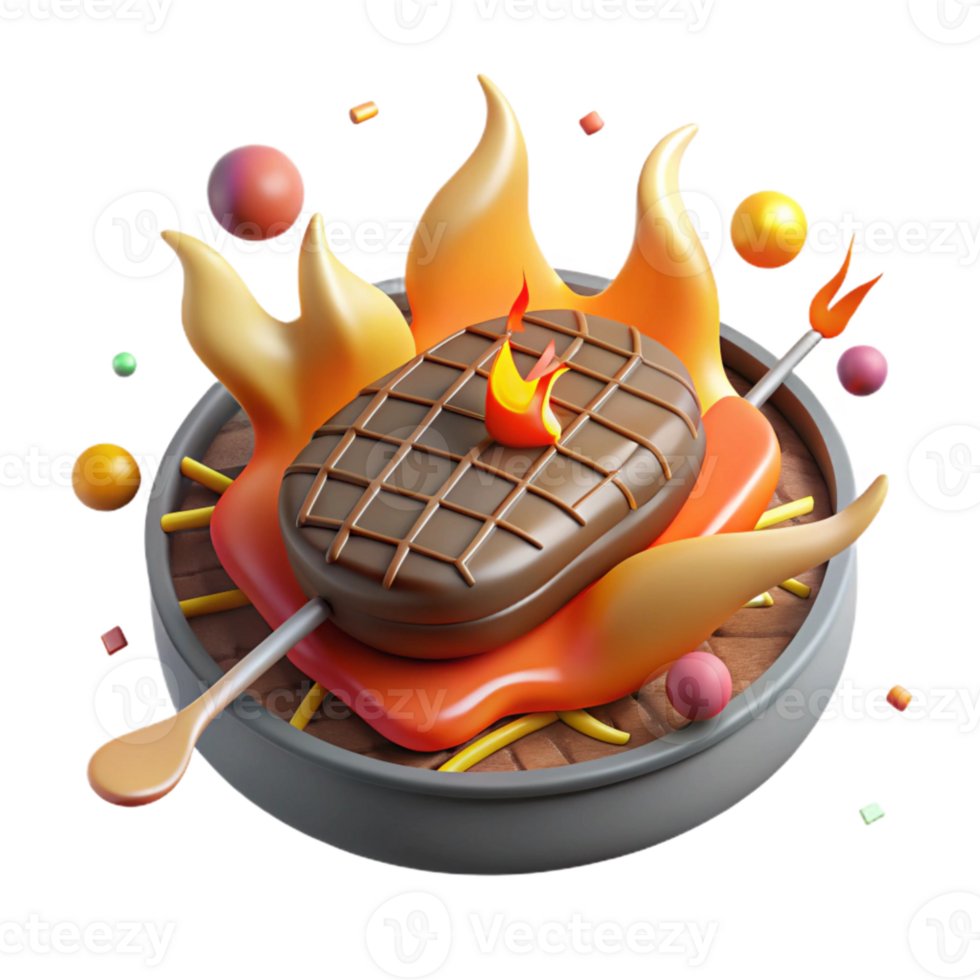 wonderful creative Grilling Steak Isolated with Fire detailed png