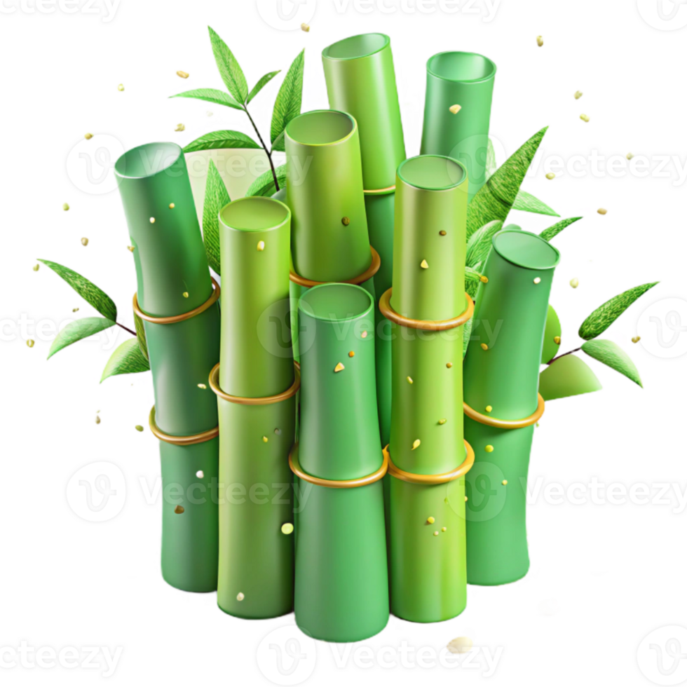 stunning abstract Light Green Bamboo Stalks Textured Surface with Transparent Background authentic png