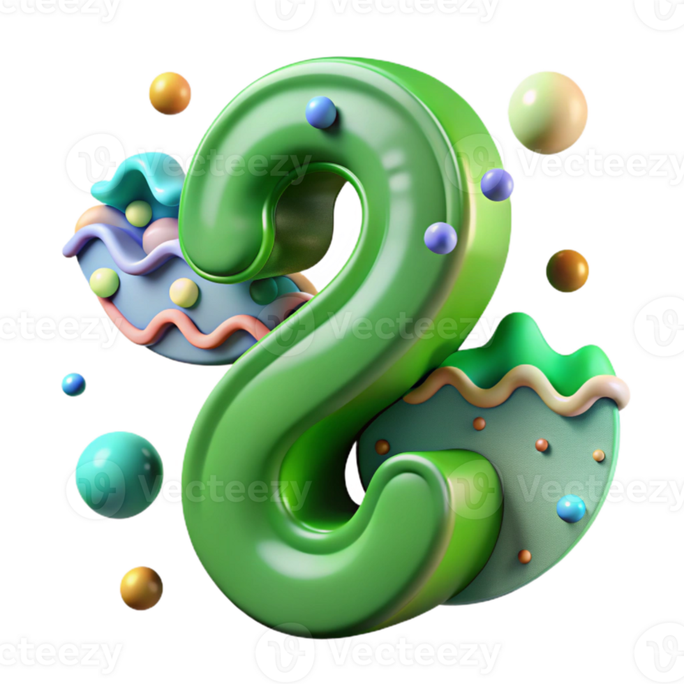 stunning modern Jelly Effect Number 2 Cutout Green authentic png