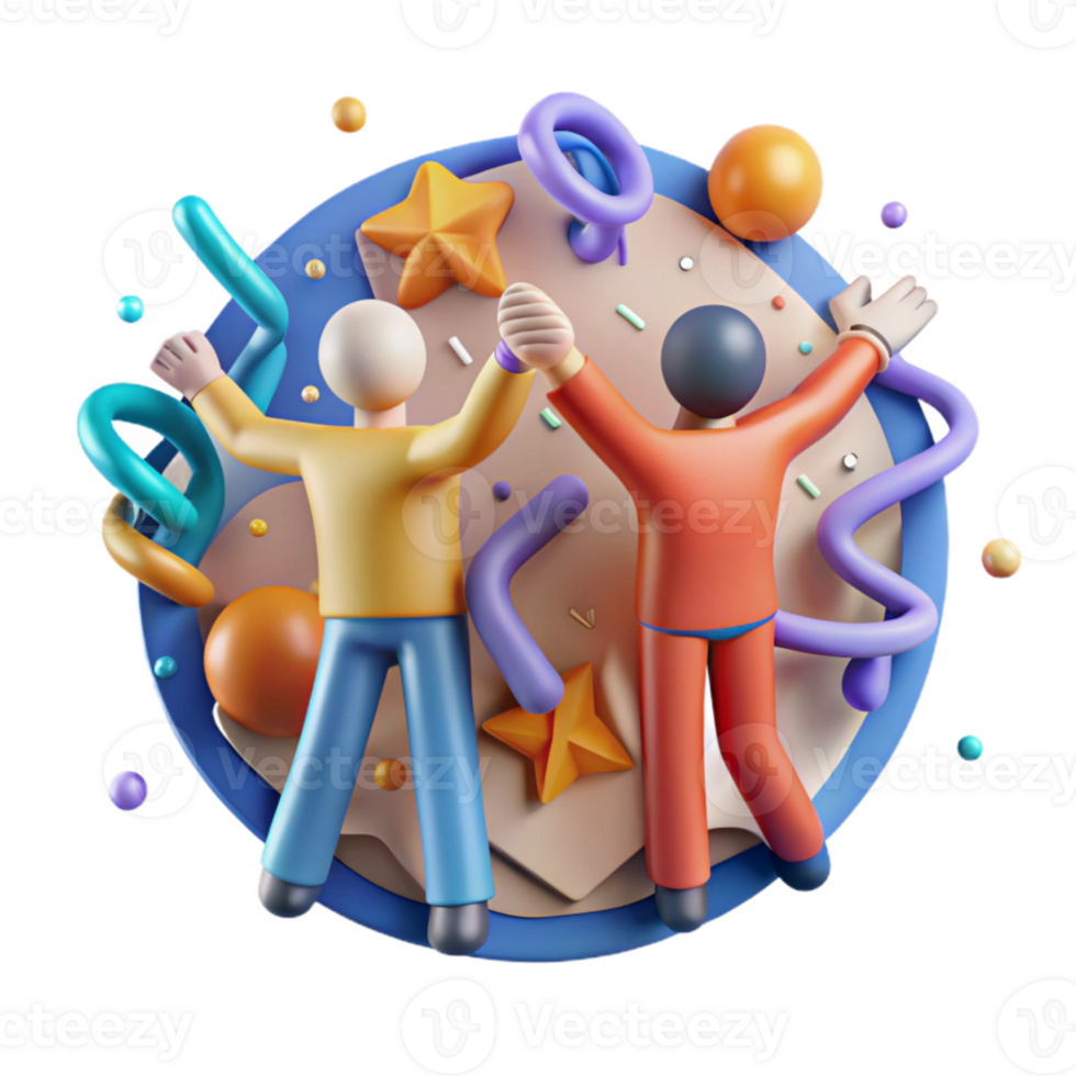 serene classic Low Angle Shot Teamwork Celebration Cutout Isolated premium png
