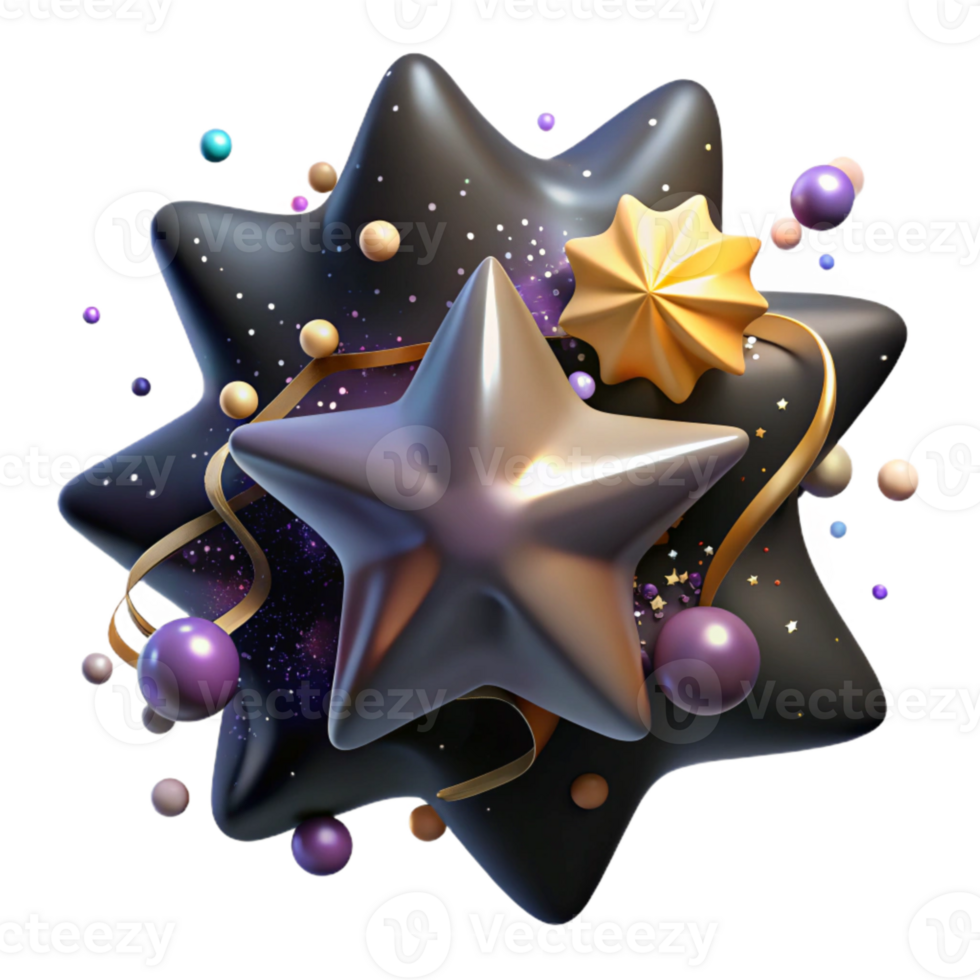 vibrant traditional Glowing Star Cluster Isolated on Black original png