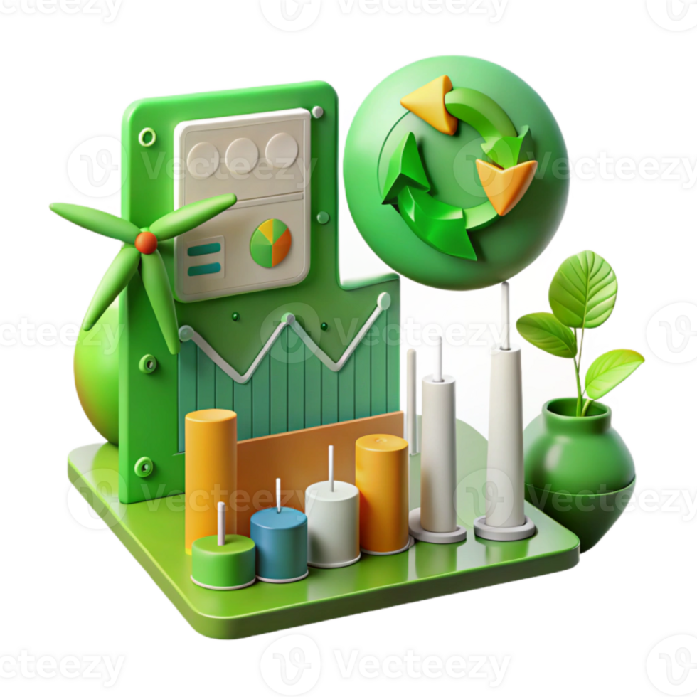 wonderful rustic Green Energy Infographic with Charts and Graphs Transparent Background high quality png