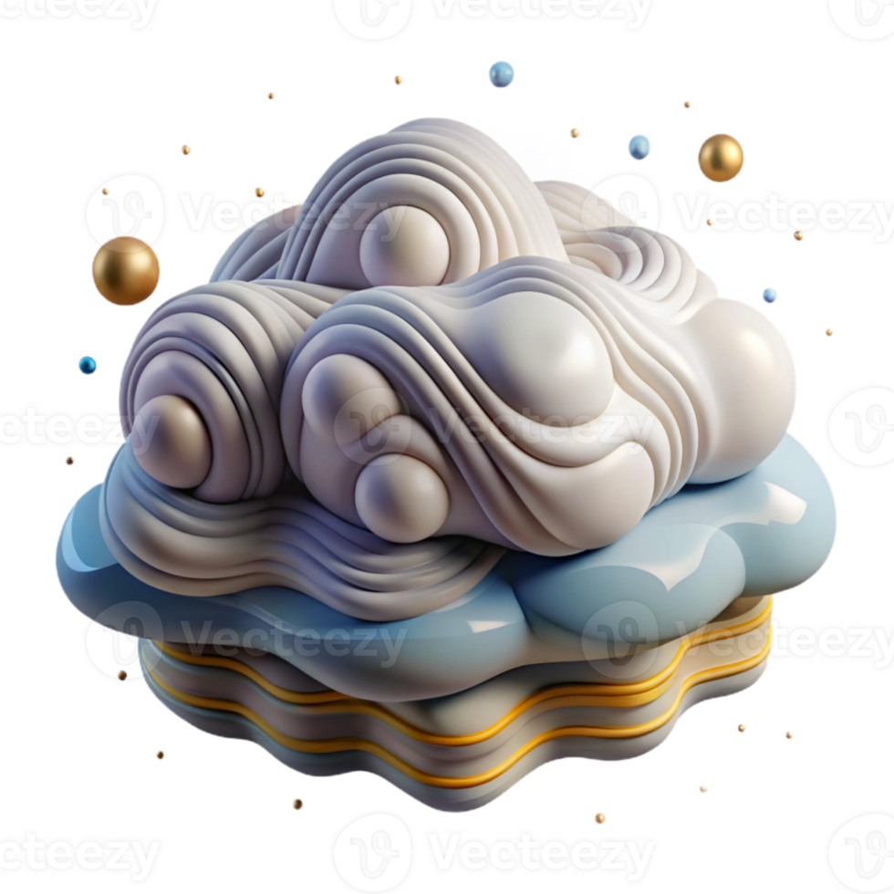 vibrant modern Layered Cloud Formation Cutout with Depth and Transparent Background high quality png