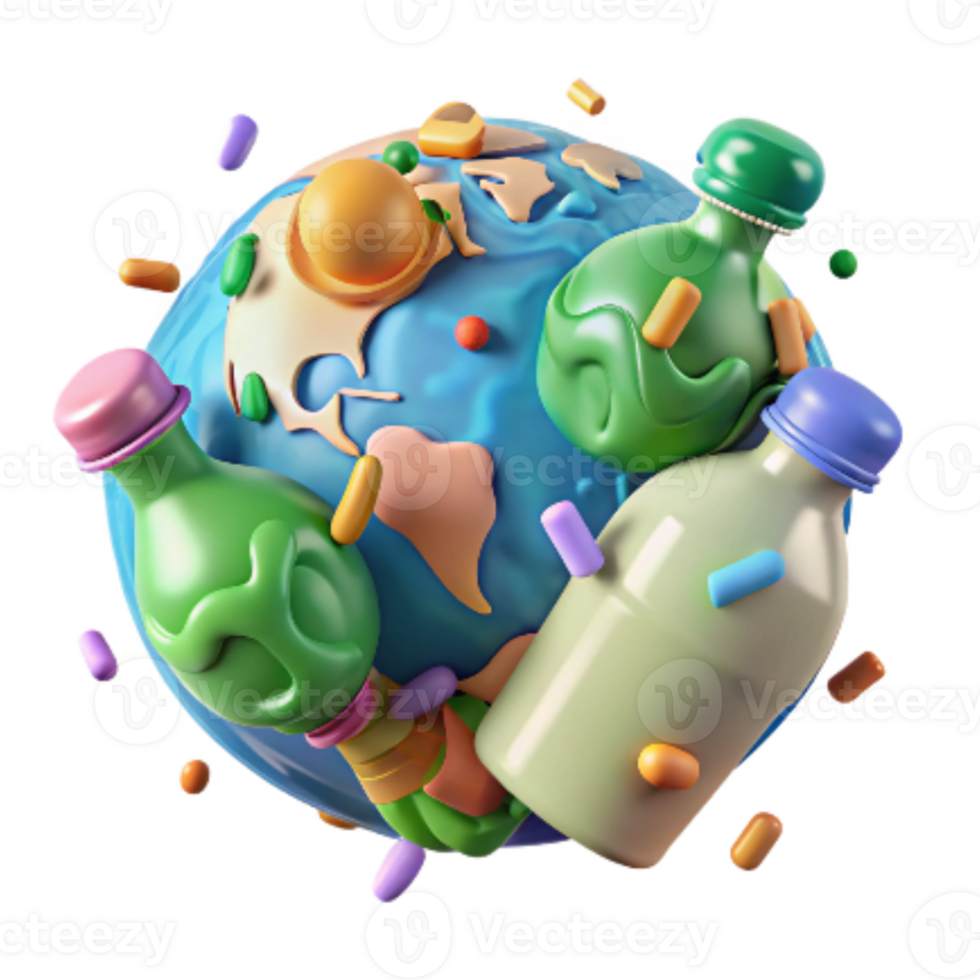 magnificent classic Recycled Plastic Bottles Forming Earth Isolated premium png