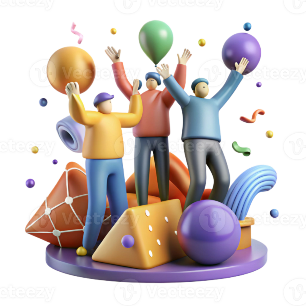 serene artistic Low Angle Shot Teamwork Celebration Cutout Isolated premium png