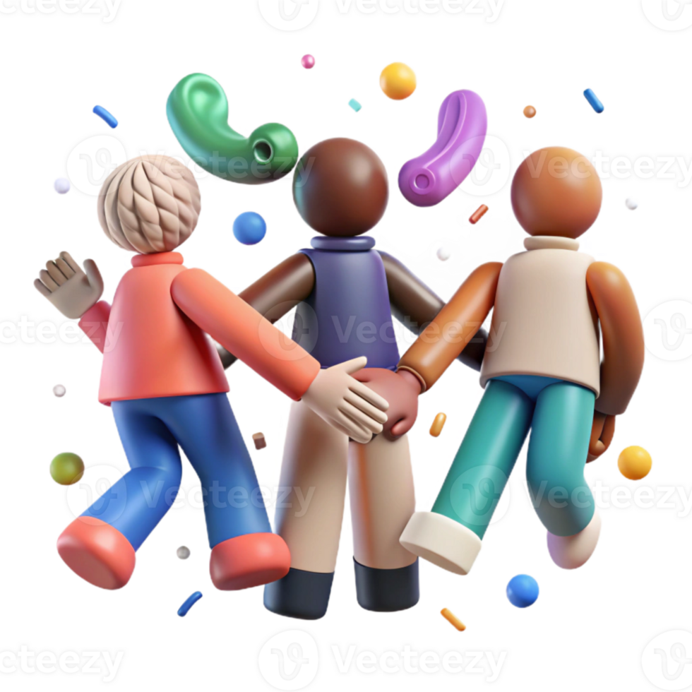 extraordinary minimalist Group of Diverse People Holding Hands Isolated Element premium png