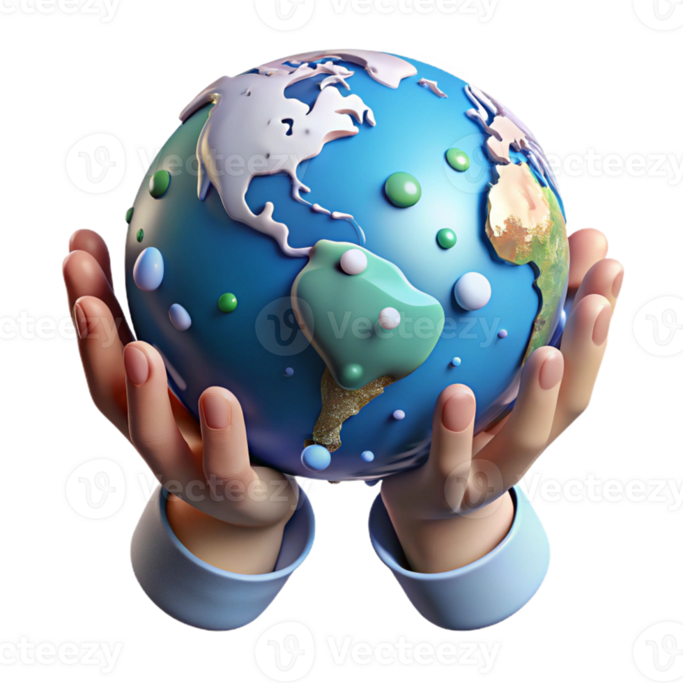 wonderful modern Hands Holding Globe with Green Leaves Cutout detailed png