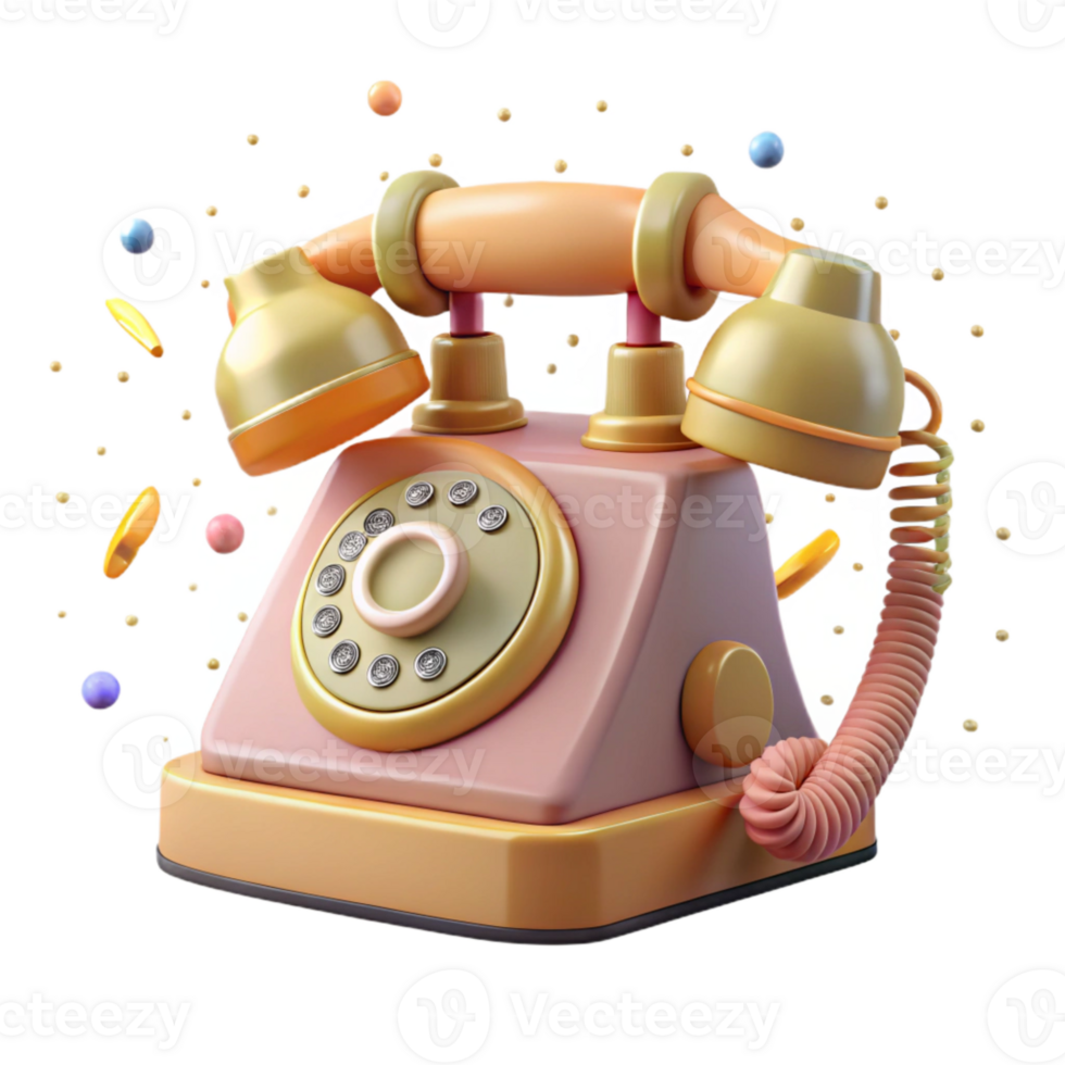 vibrant creative Old Rotary Phone Side Angle Isolated on Transparent Background authentic png