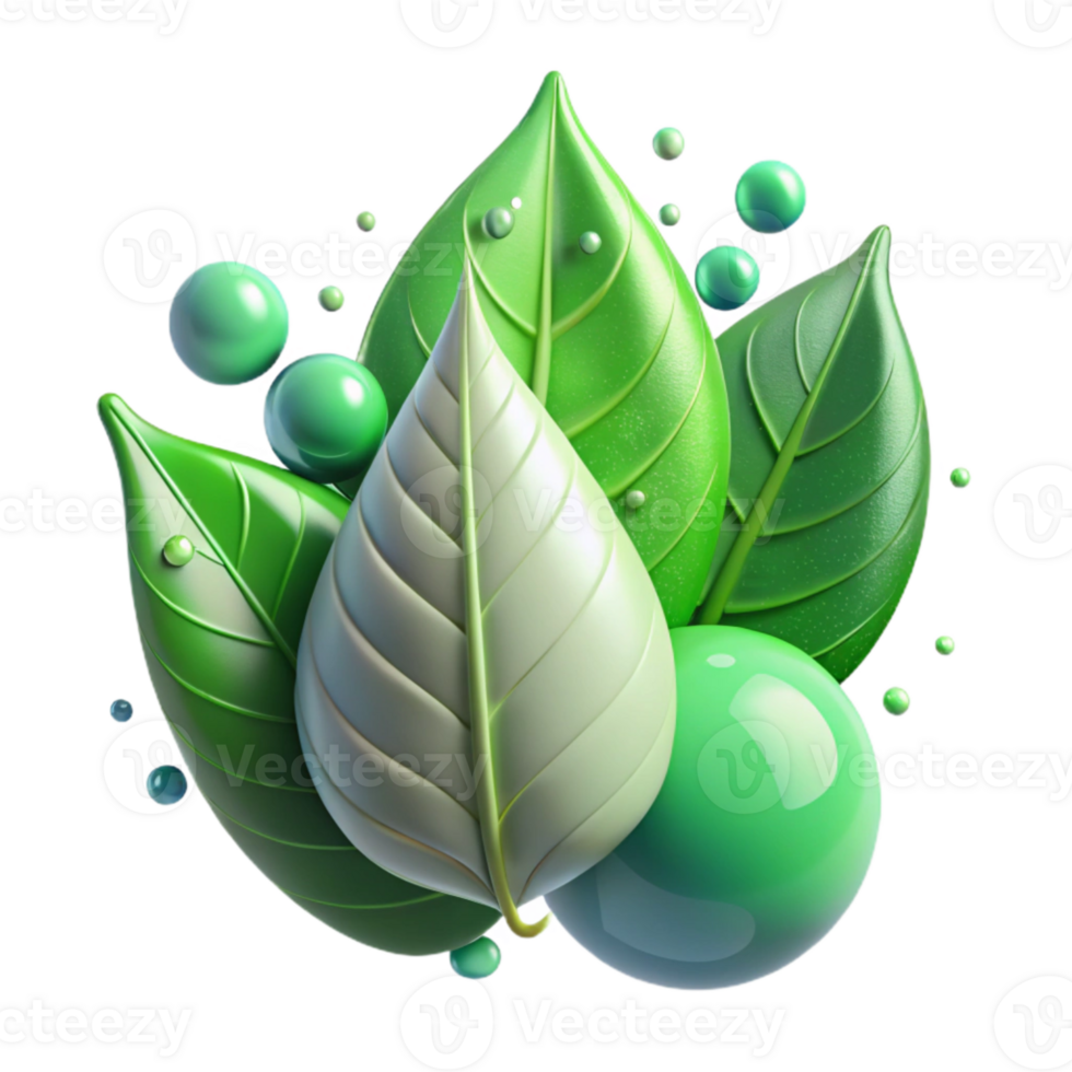 elegant classic Green Leaves with Water Droplets Isolated Background exclusive png